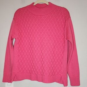 Talbots Pink Knit Mockneck Sweater Textured Size Medium Cozy Cottagecore